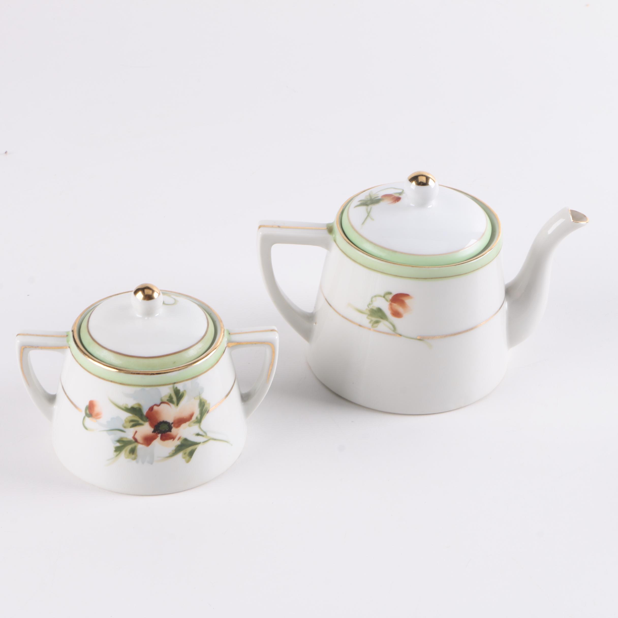 Hand-Painted Nippon Floral Ceramic Service Set