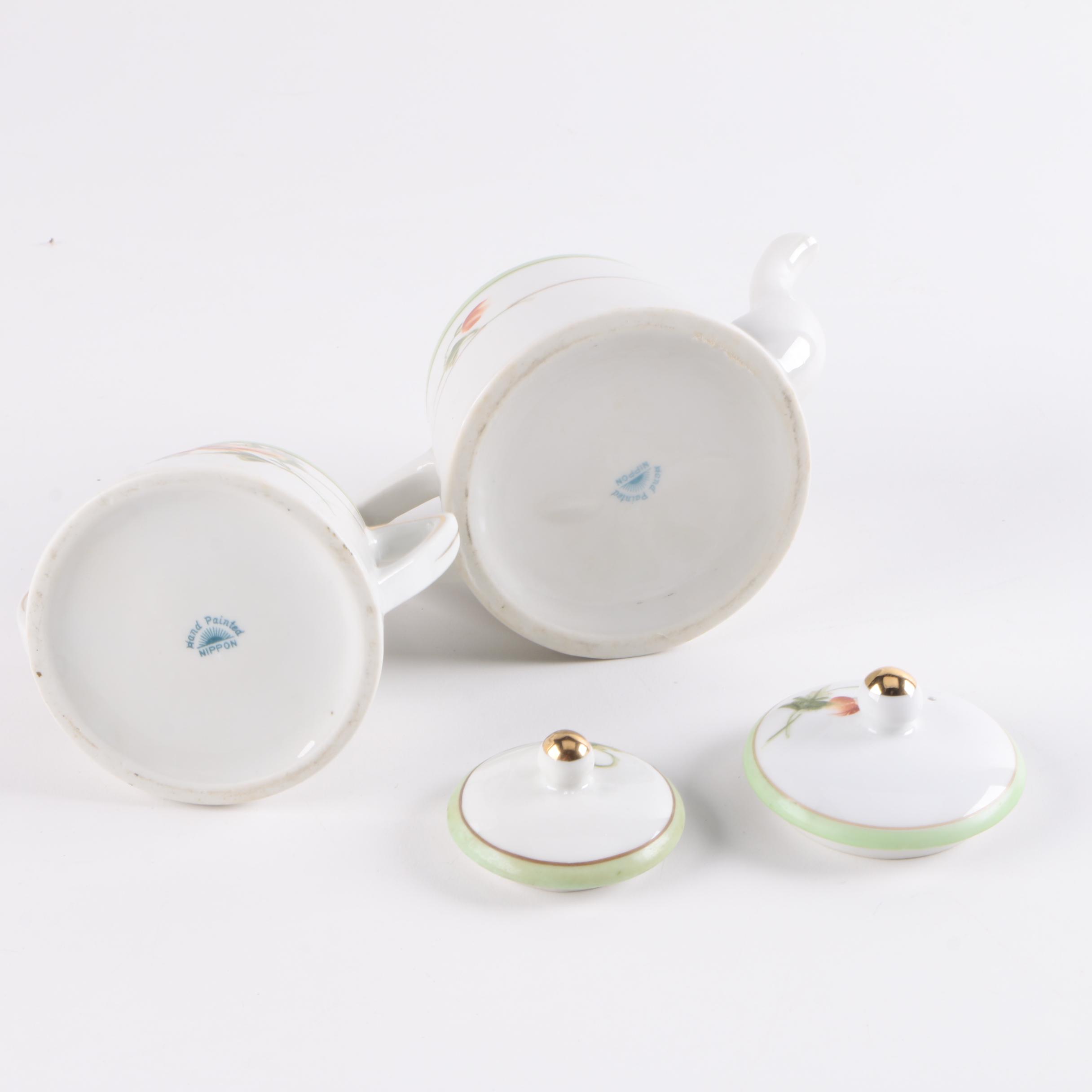 Hand-Painted Nippon Floral Ceramic Service Set