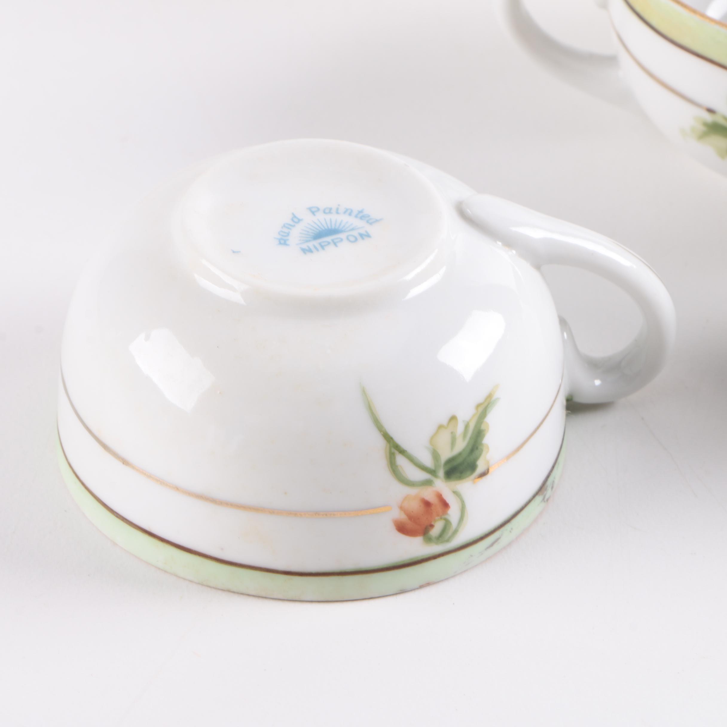 Hand-Painted Nippon Floral Ceramic Service Set