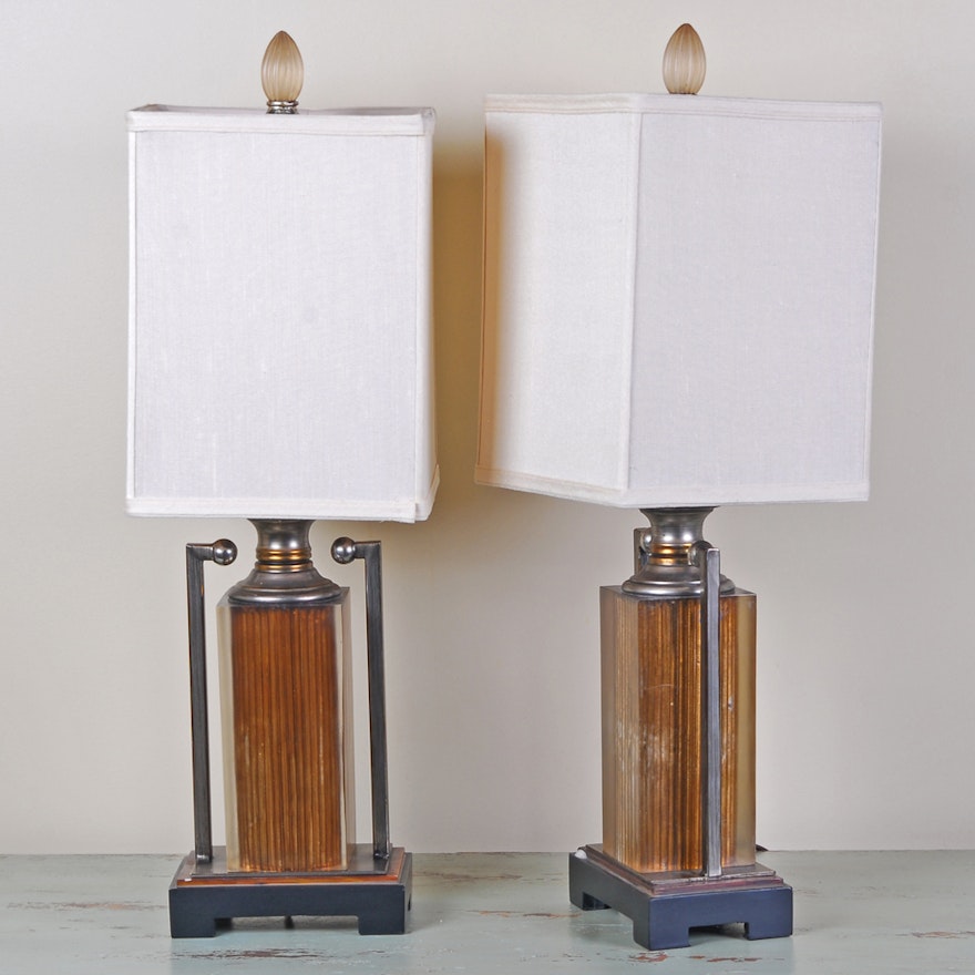 Pair of Modern Acrylic And Metal Table Lamps