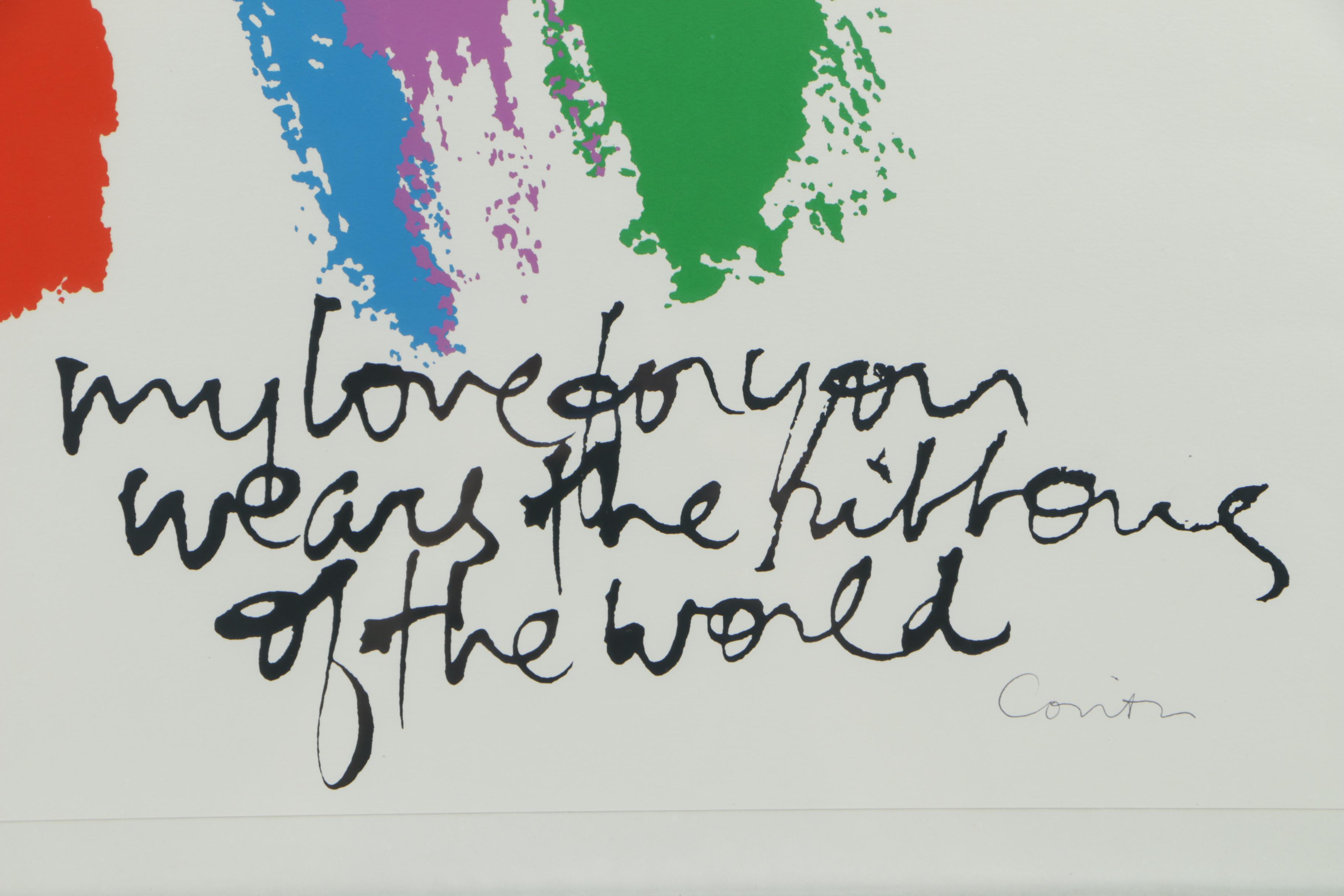 Corita Kent Serigraph Print "Ribbons of the World"