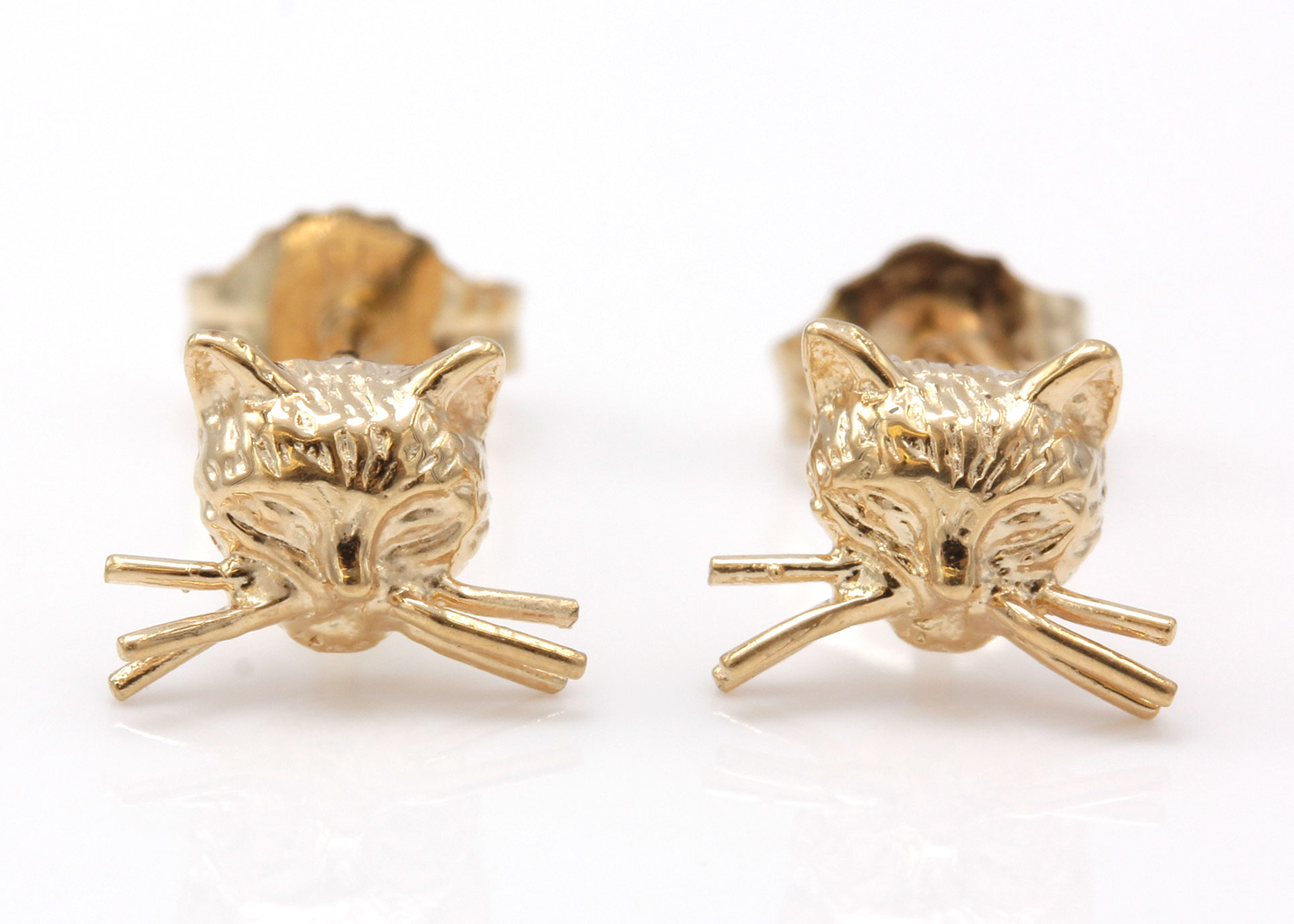14K Yellow Gold Cat Studs