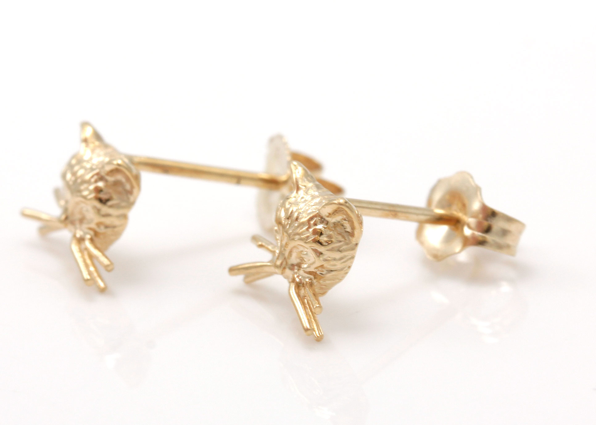 14K Yellow Gold Cat Studs