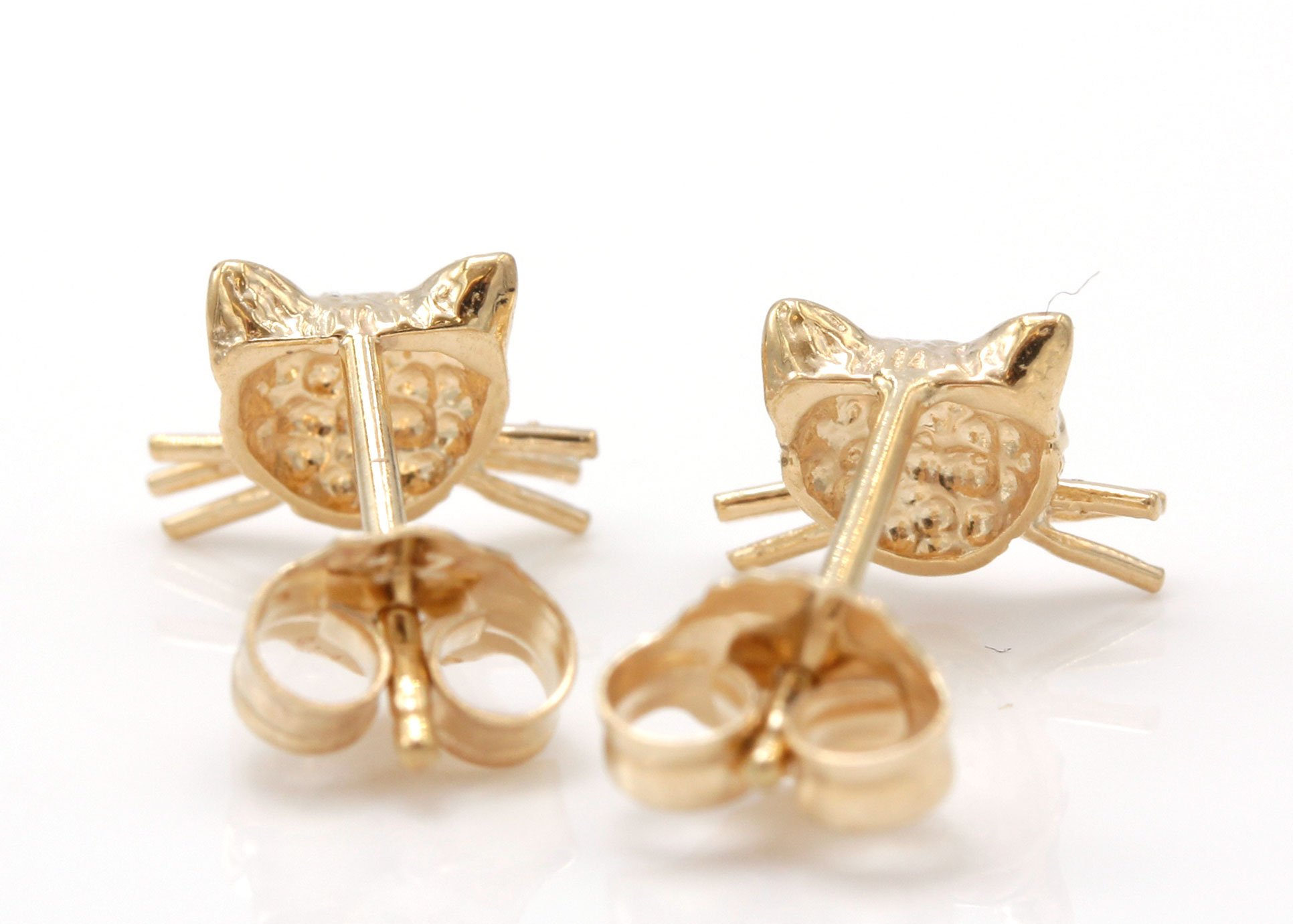 14K Yellow Gold Cat Studs