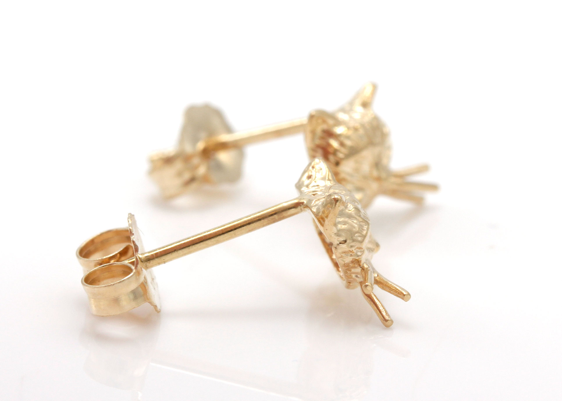 14K Yellow Gold Cat Studs