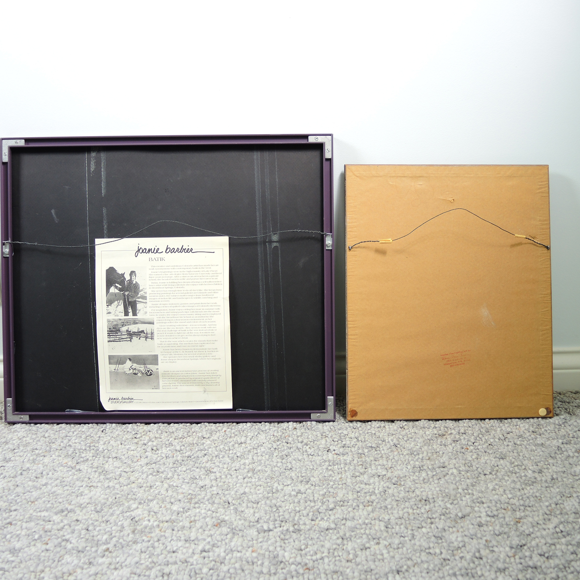 Framed Native American-Inspired Batik Art on Cloth Signed by Artists