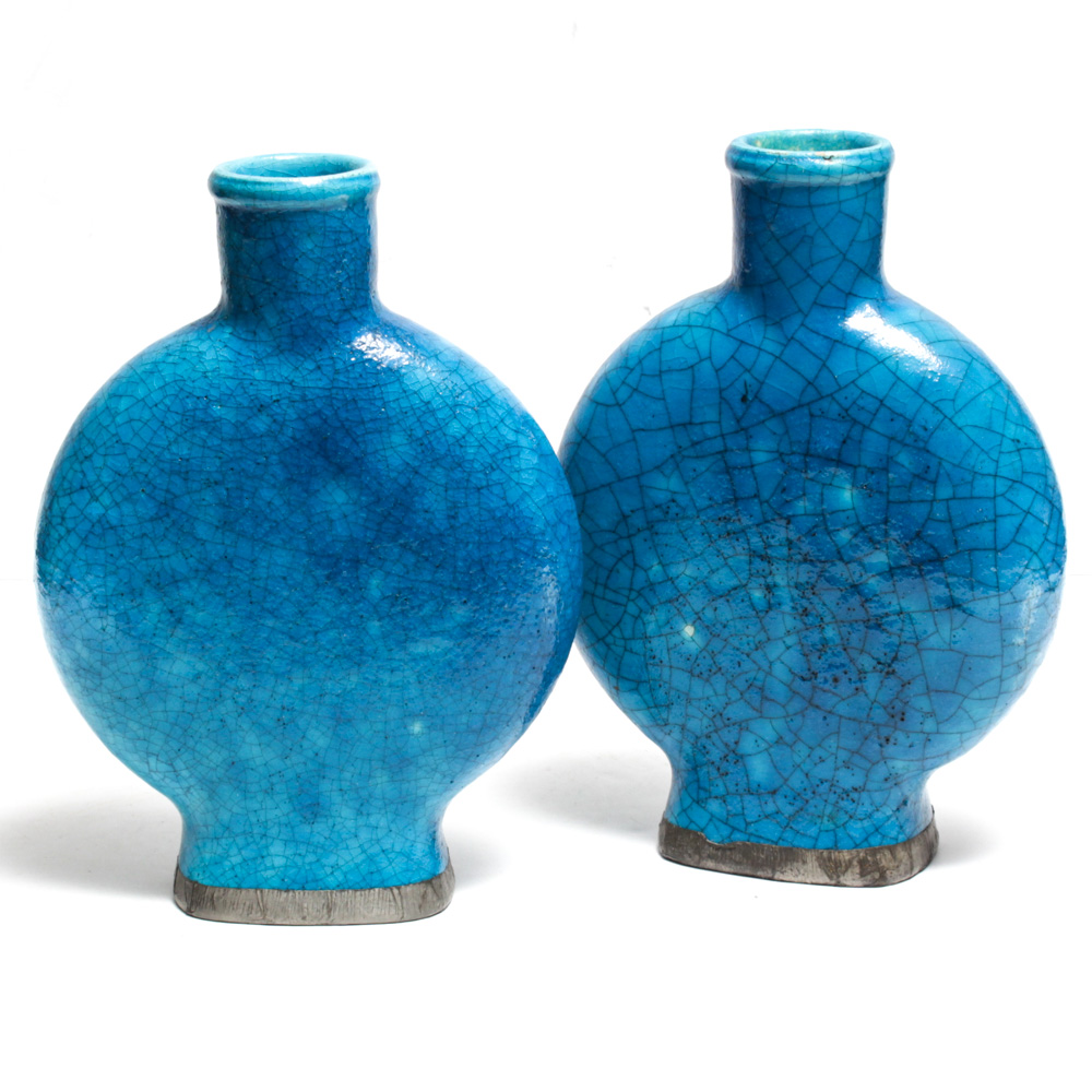 La Chenal Turquoise Vase Pair