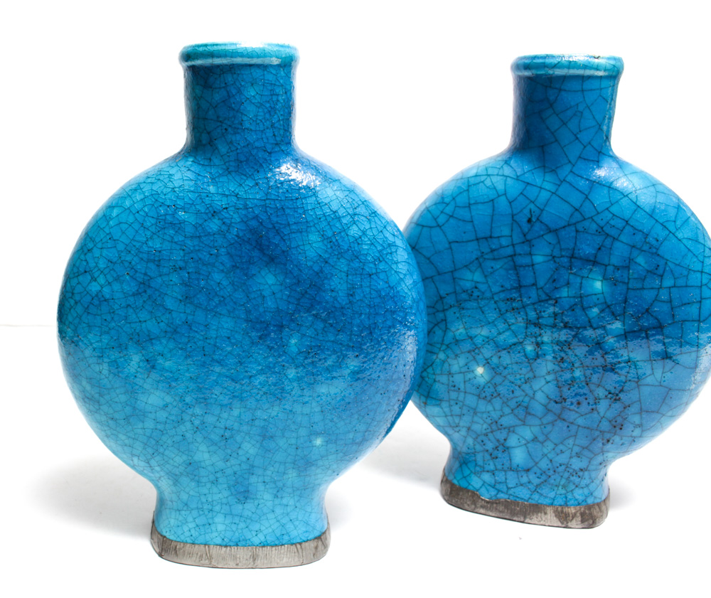 La Chenal Turquoise Vase Pair