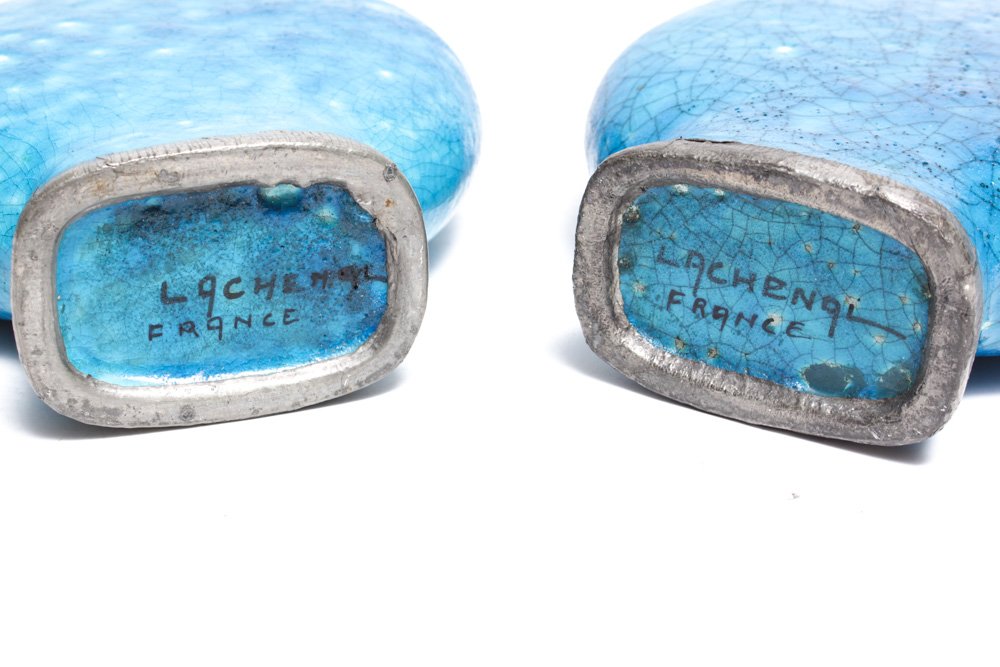La Chenal Turquoise Vase Pair