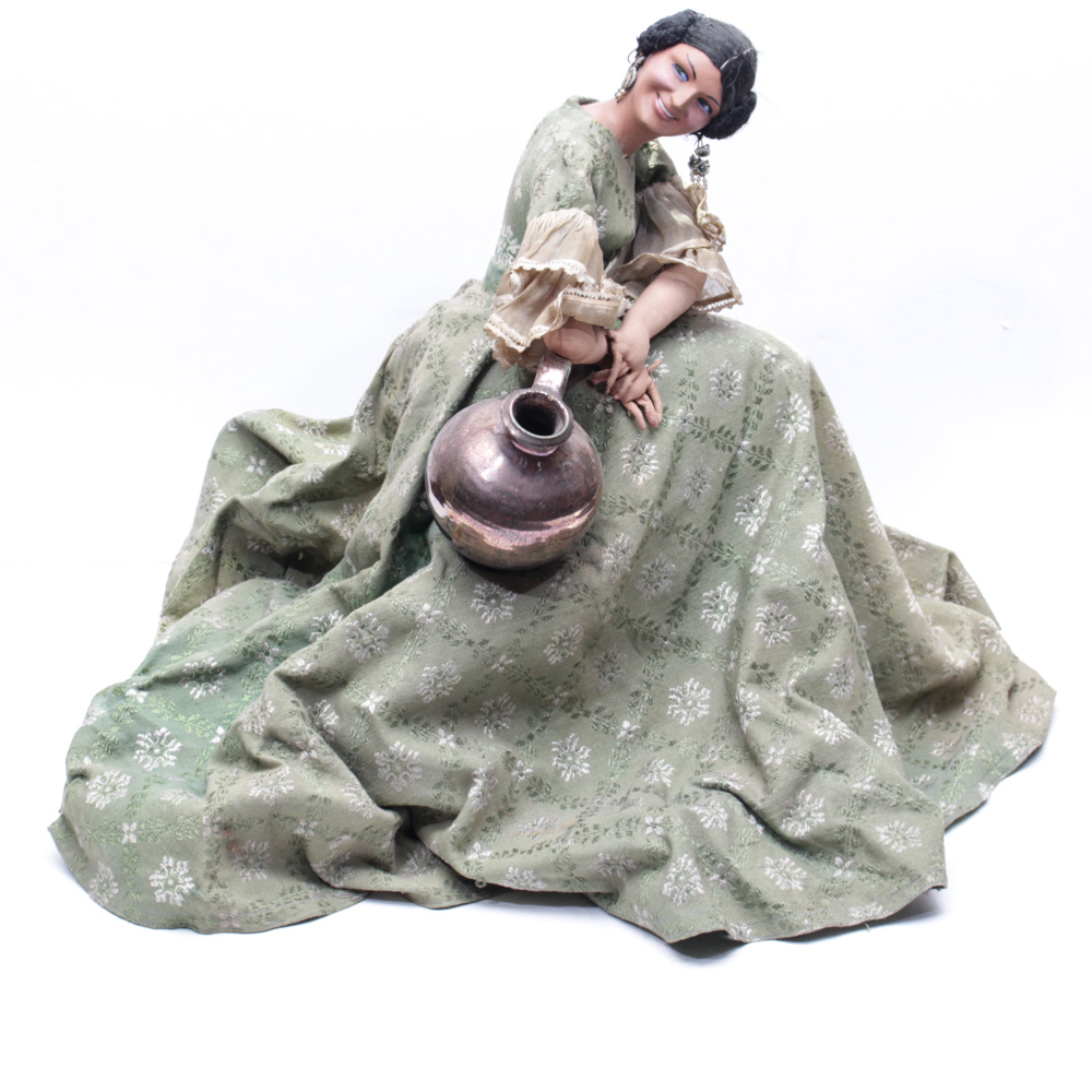 Vintage Fabric and Porcelain Figurine