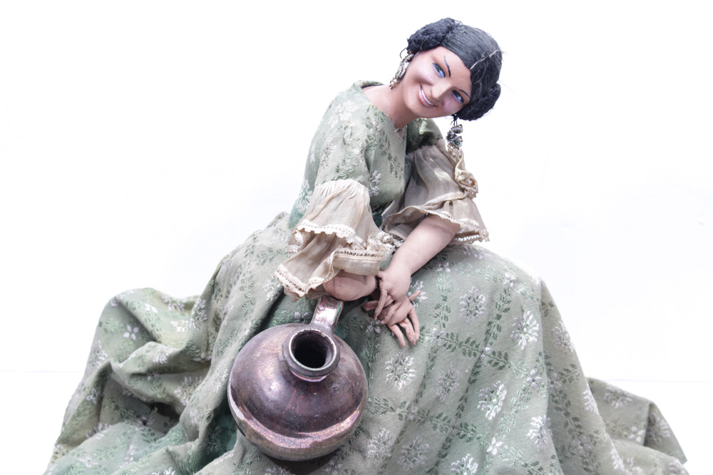 Vintage Fabric and Porcelain Figurine
