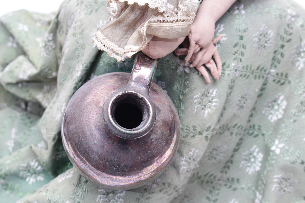 Vintage Fabric and Porcelain Figurine