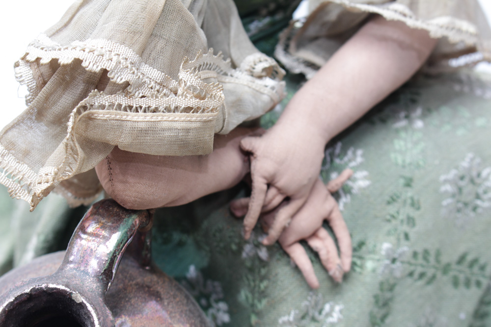 Vintage Fabric and Porcelain Figurine