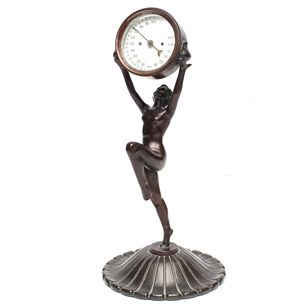 Rare Art Deco Nude Sculptural Promotional Thermometer