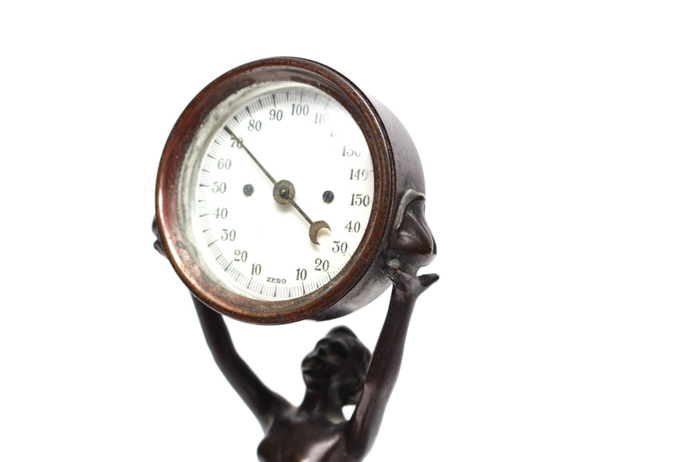 Rare Art Deco Nude Sculptural Promotional Thermometer