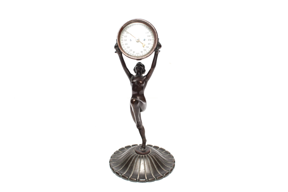 Rare Art Deco Nude Sculptural Promotional Thermometer