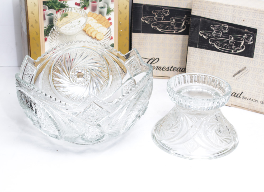 Cut Glass Punch Bowl With Accessories