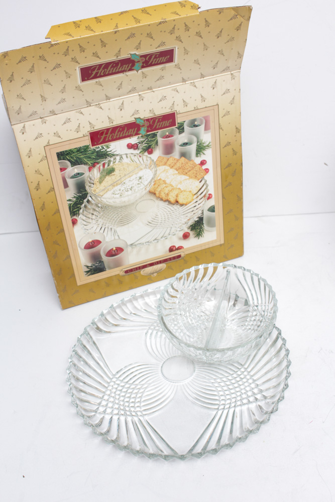 Cut Glass Punch Bowl With Accessories
