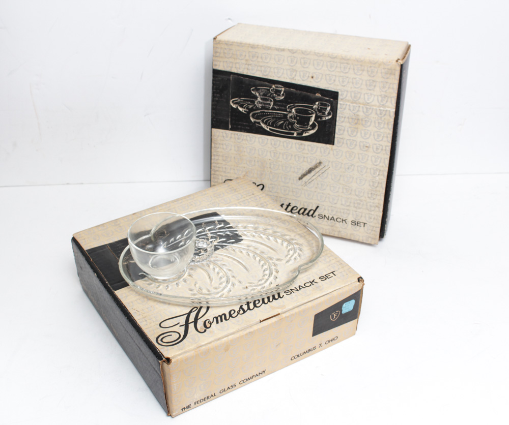 Cut Glass Punch Bowl With Accessories