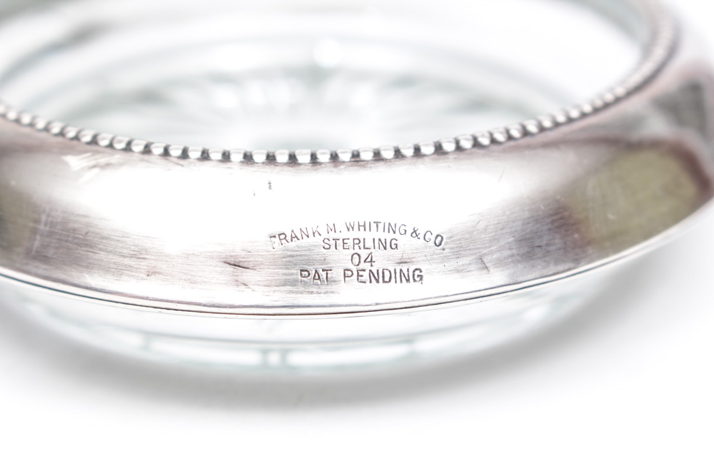 Whiting Sterling Silver Covered Glass Coasters