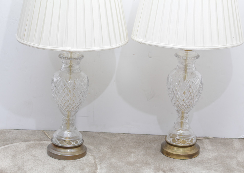 Cut Glass Vintage Lamp Pair