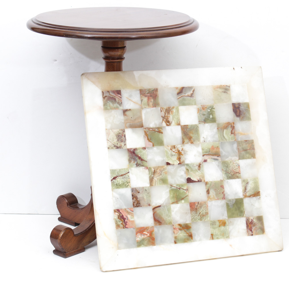 Accent Table With Marble Chess Board