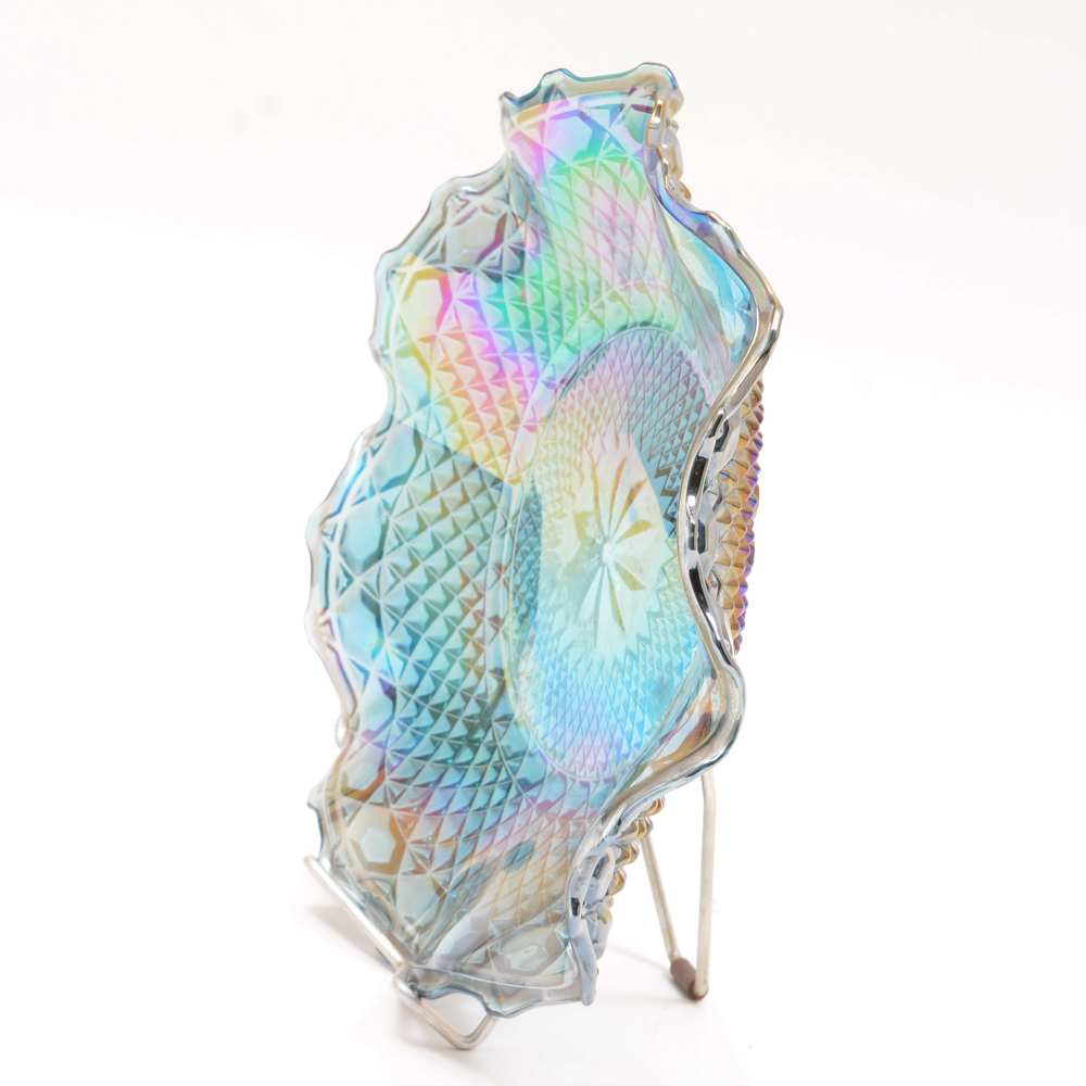 Blue Carnival Glass Plate