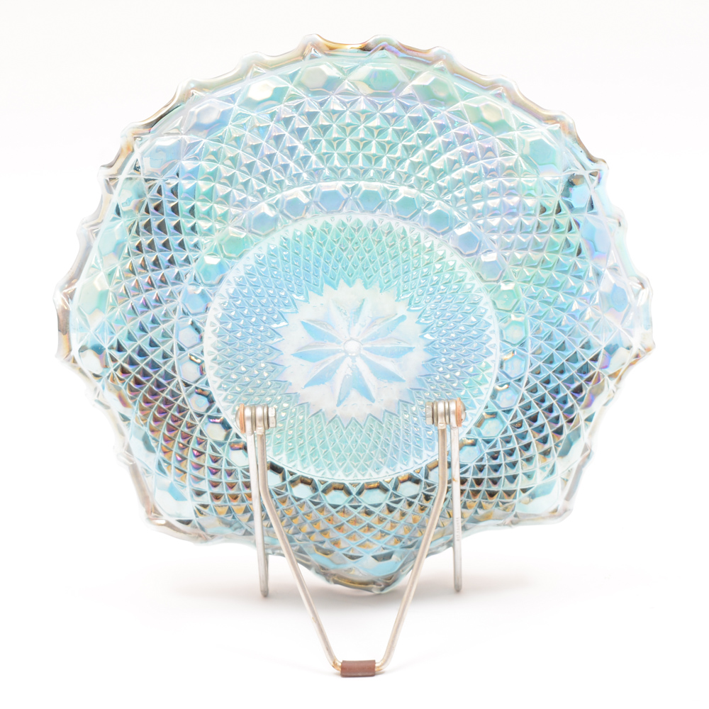 Blue Carnival Glass Plate