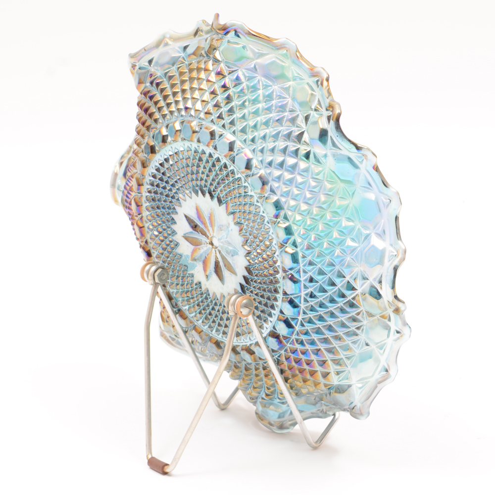 Blue Carnival Glass Plate