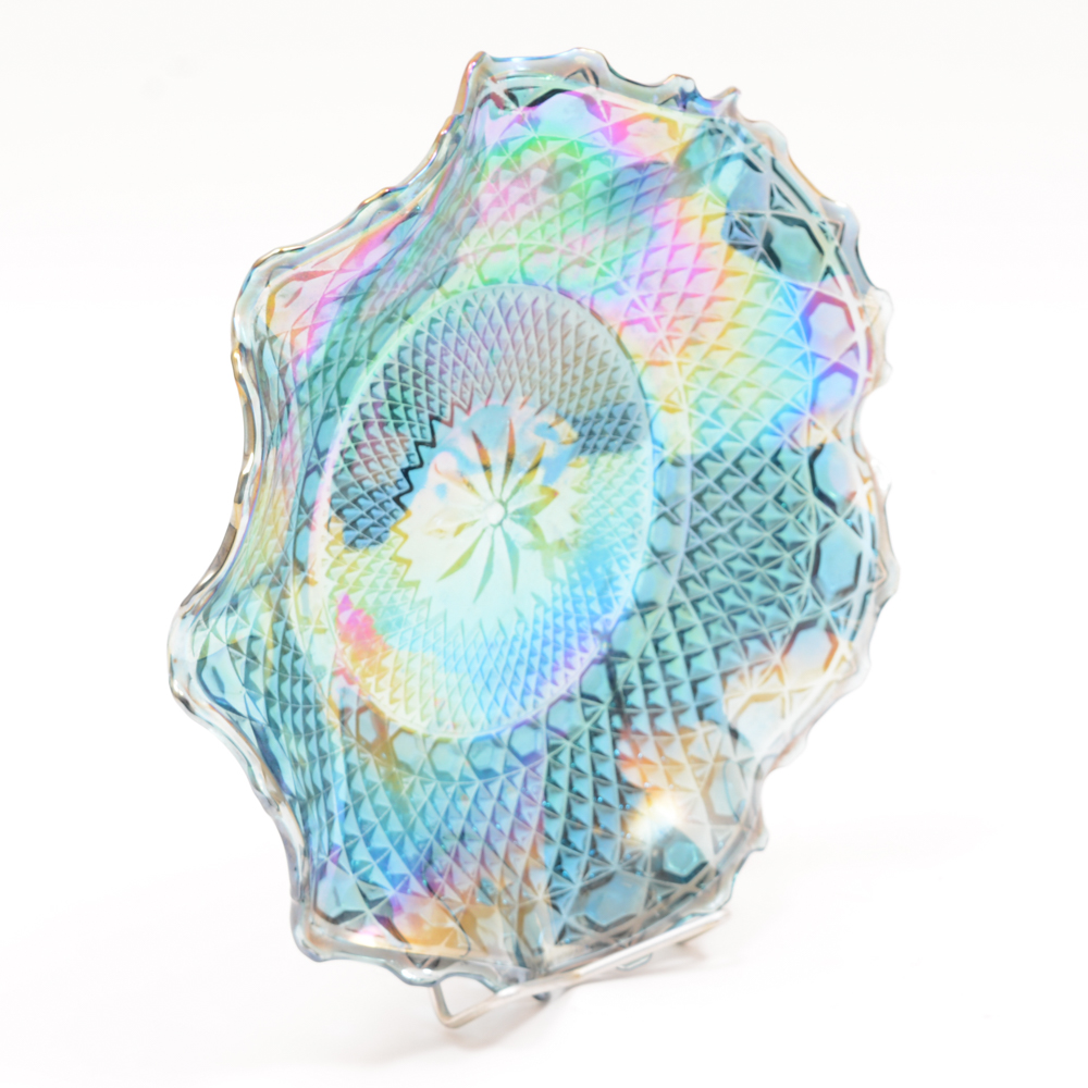 Blue Carnival Glass Plate