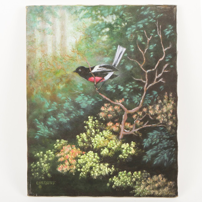 Edith Carter Acrylic Painting on Canvas "Rose Breasted Grosbeak"