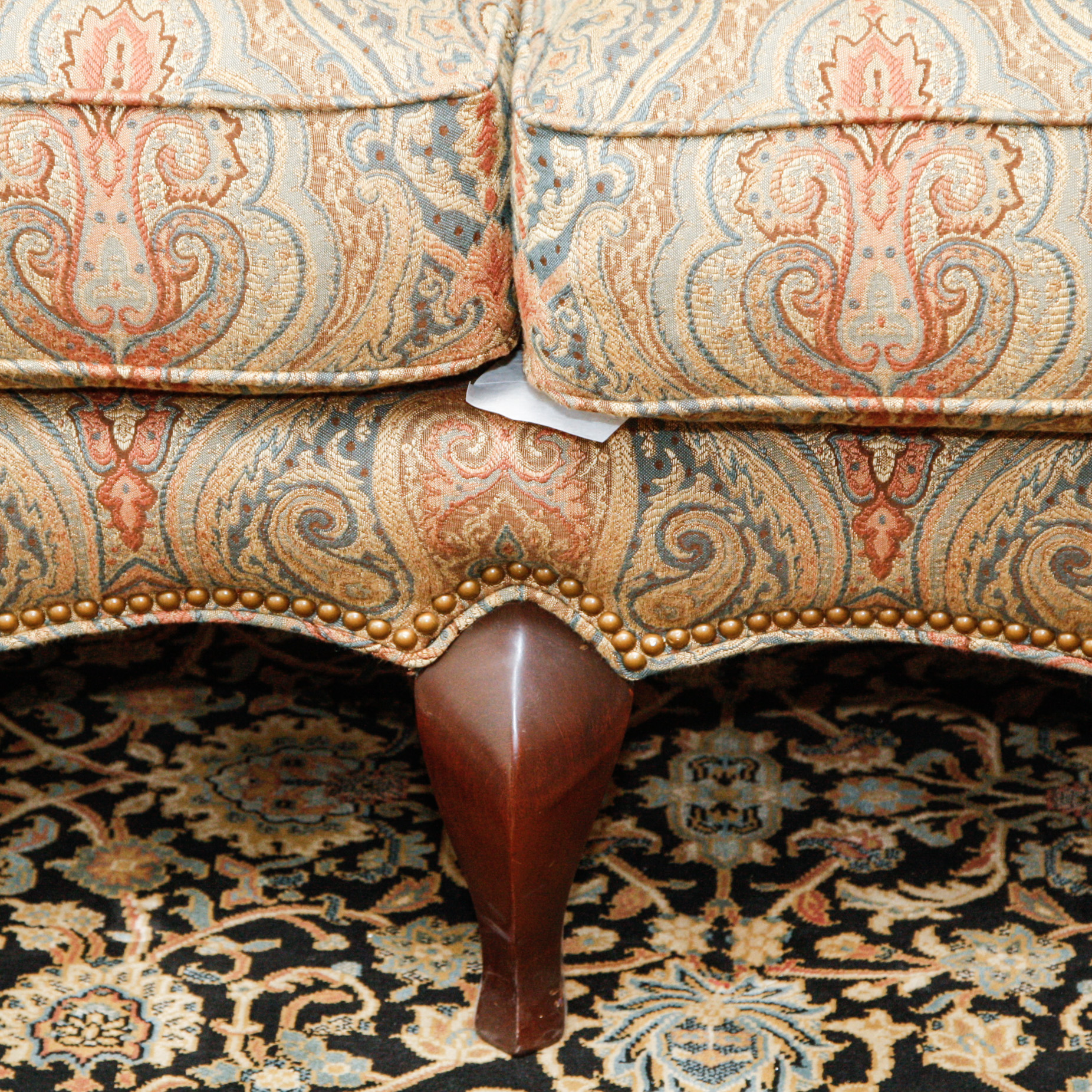 Hickory White Upholstered Camelback Sofa