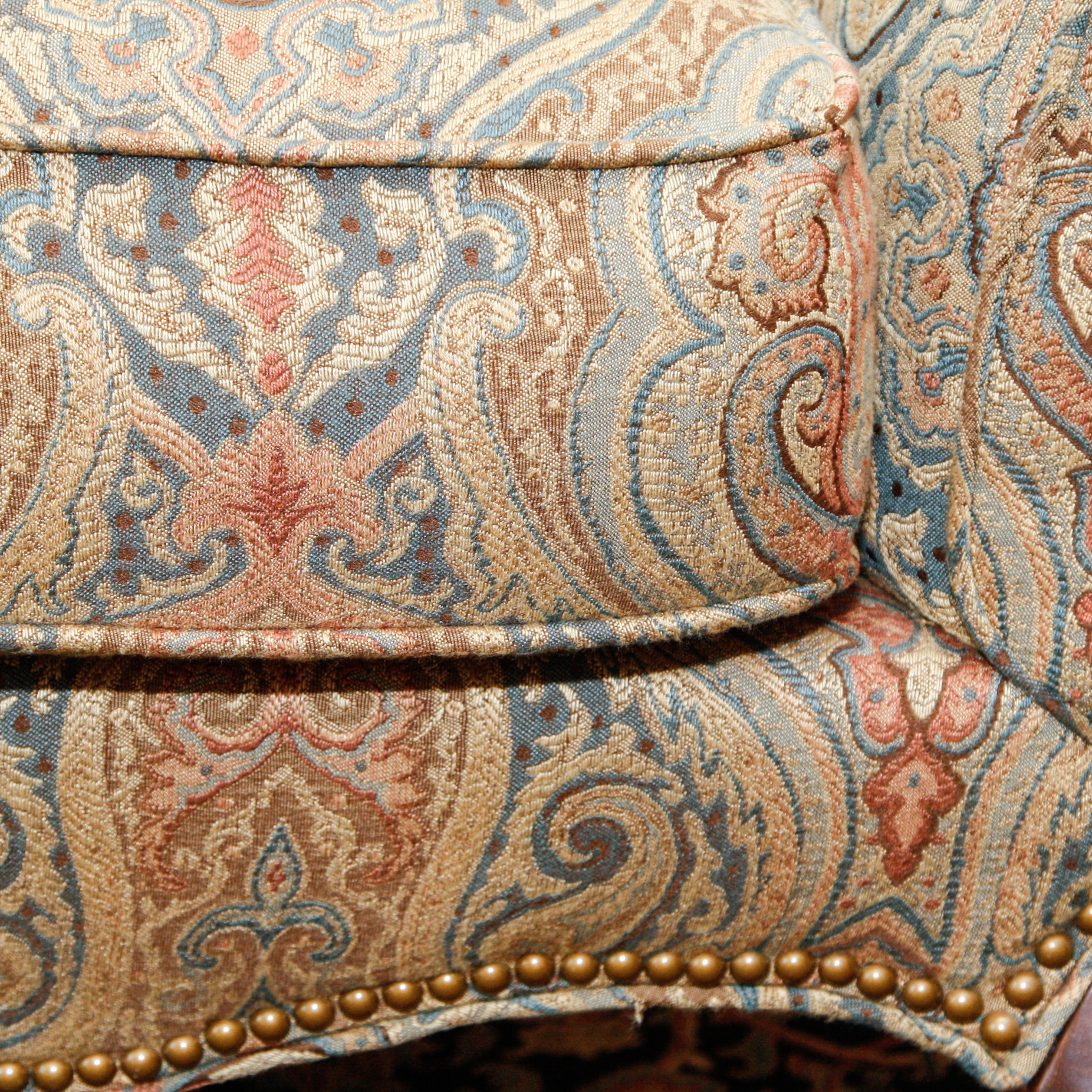 Hickory White Upholstered Camelback Sofa