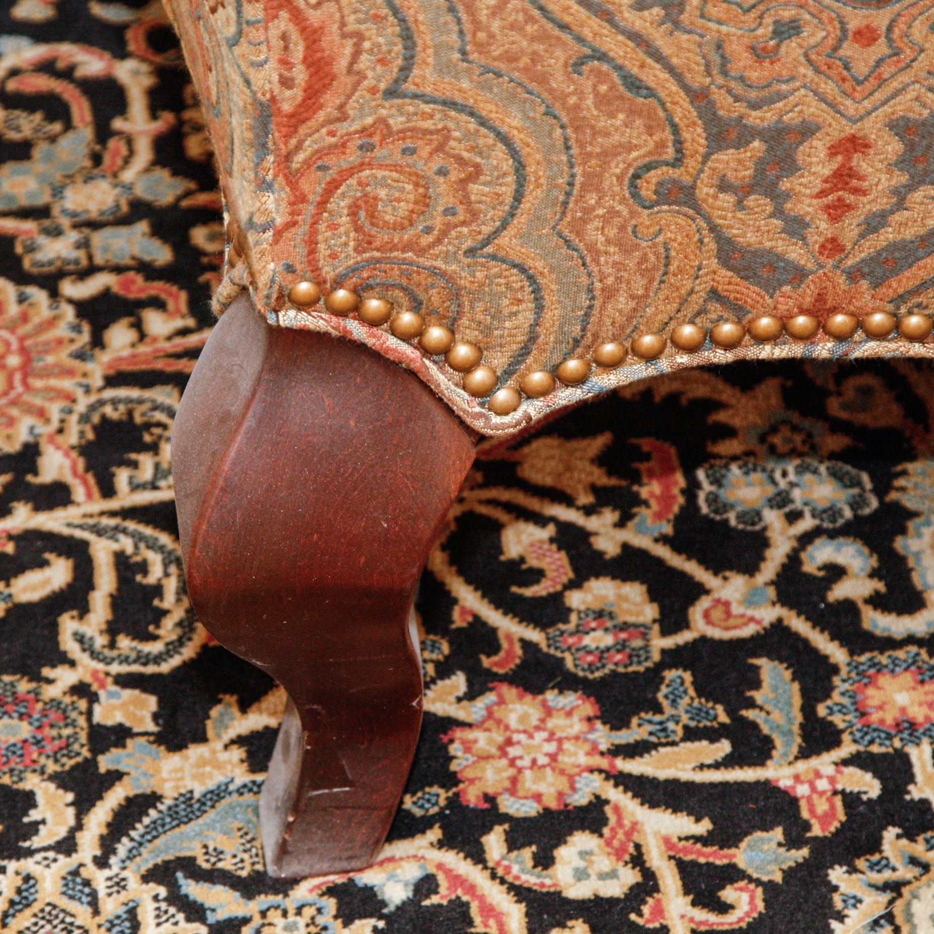 Hickory White Upholstered Camelback Sofa