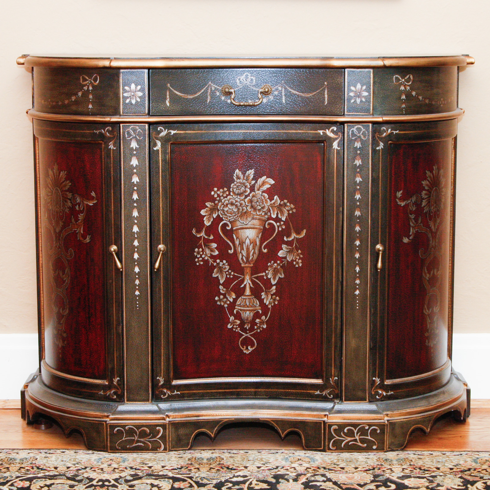 Painted Serpentine-Front Demilune Cabinet