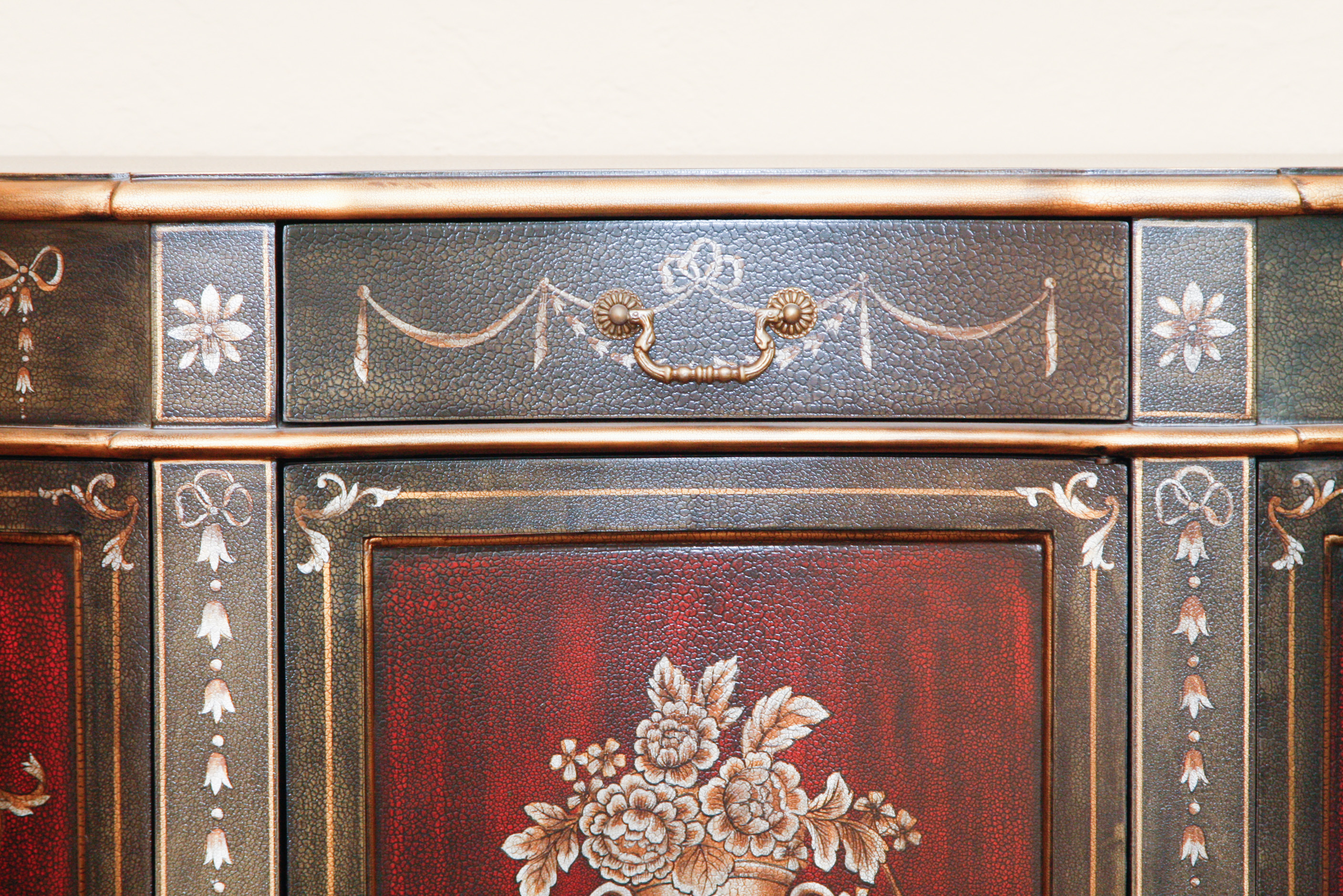 Painted Serpentine-Front Demilune Cabinet