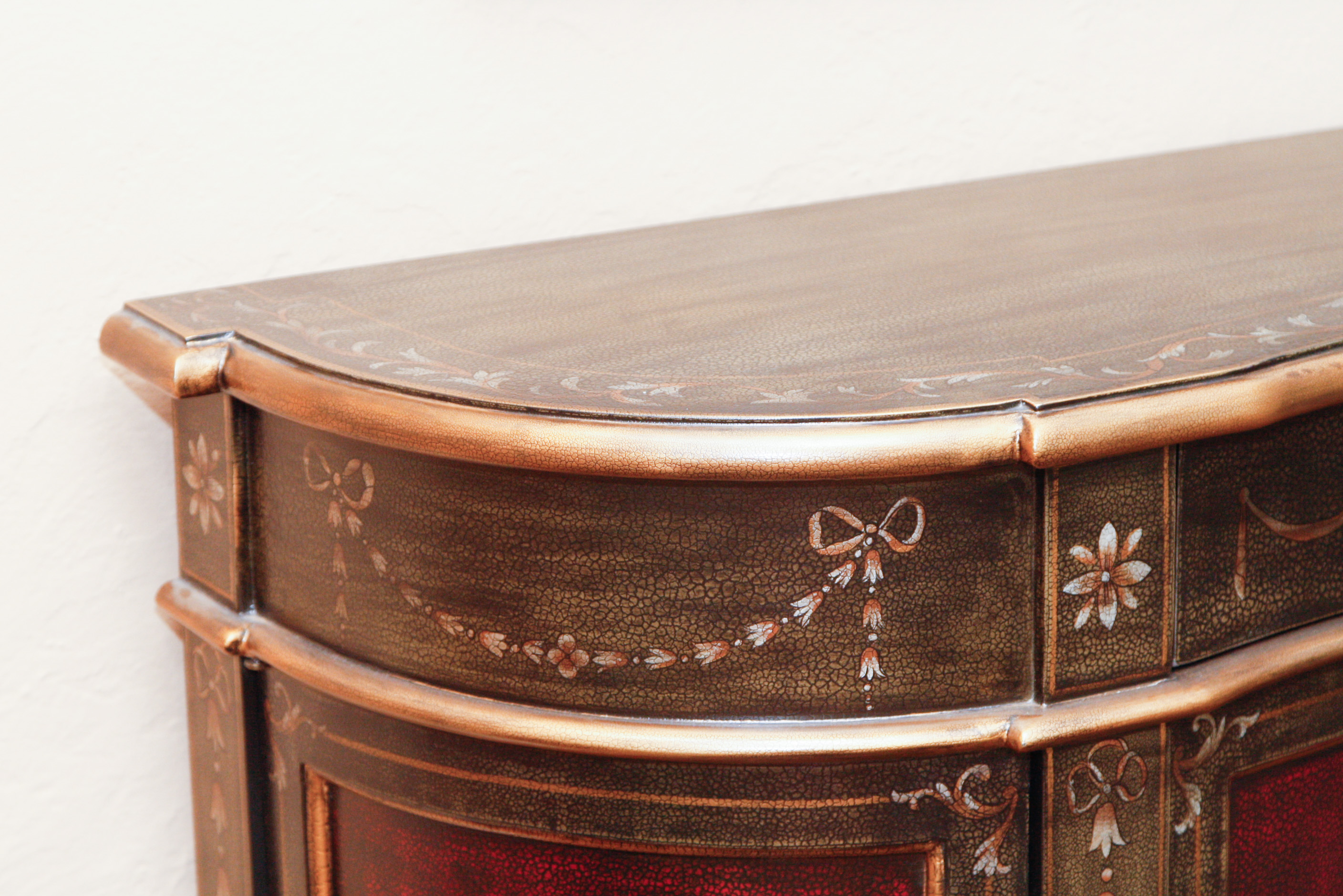 Painted Serpentine-Front Demilune Cabinet