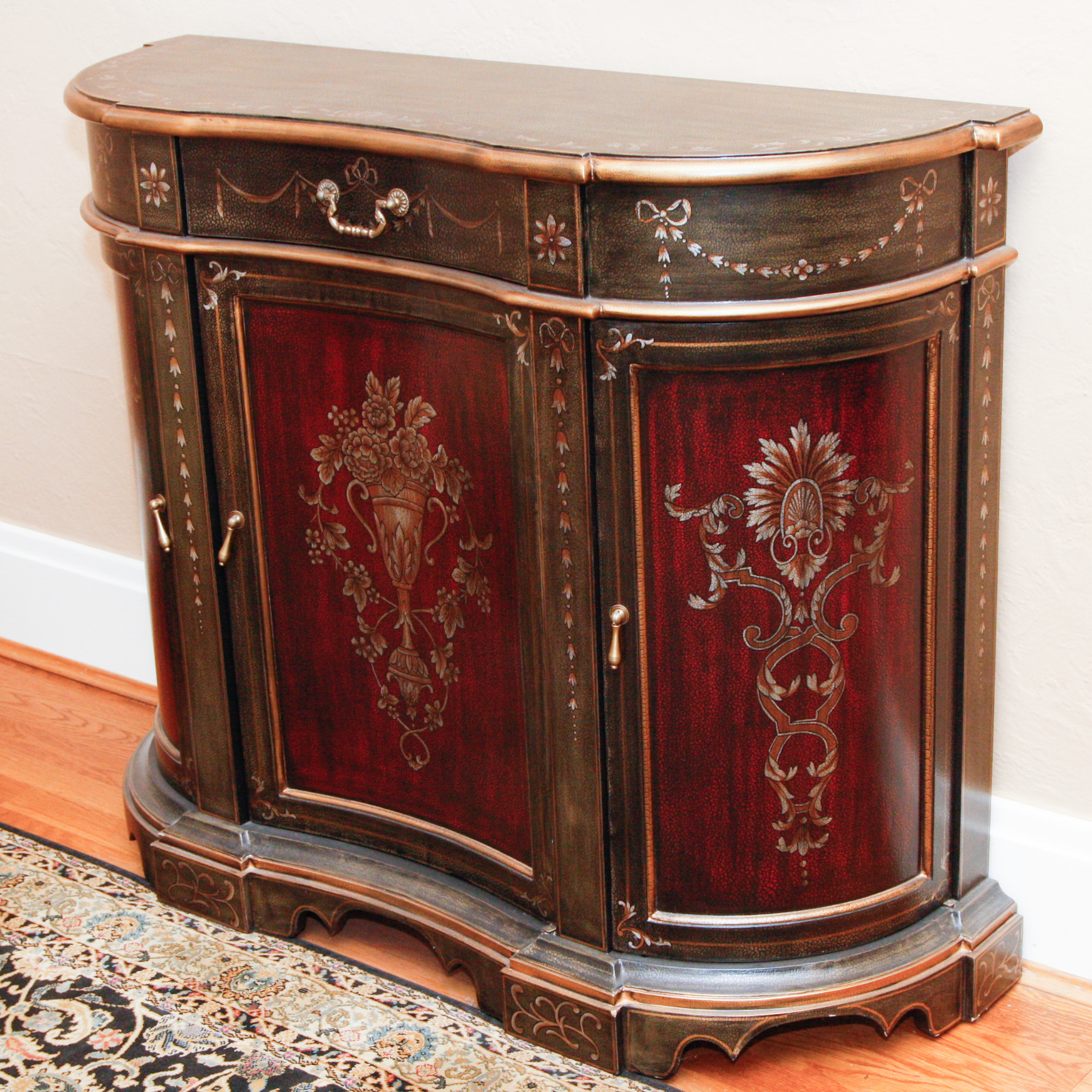 Painted Serpentine-Front Demilune Cabinet
