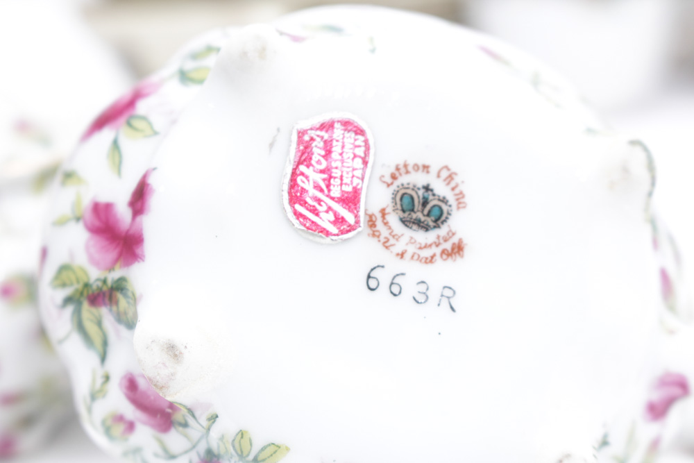 Porcelain Assortment  Featuring Rosenthal "Moss Rose" Tea Cups