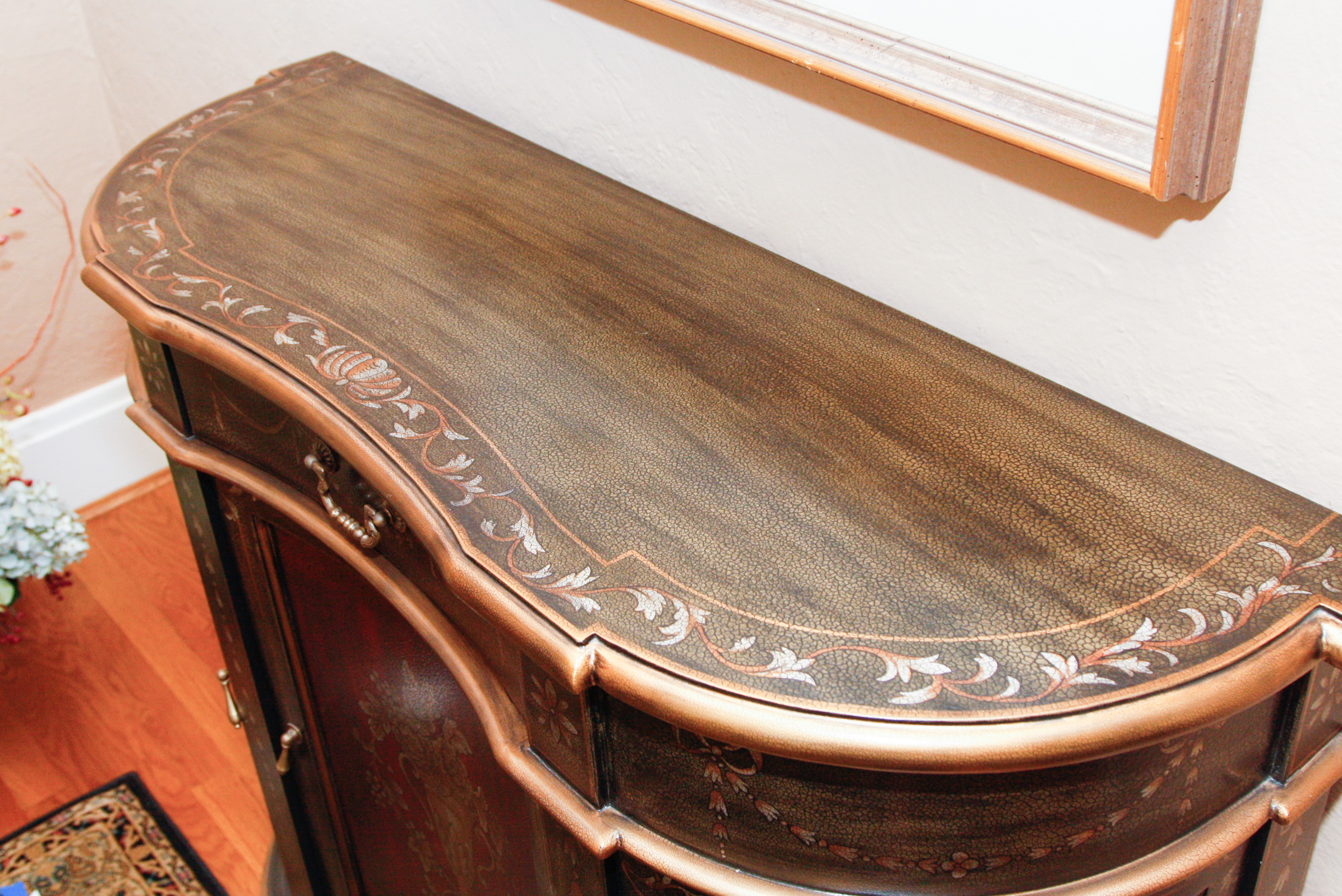 Painted Serpentine-Front Demilune Cabinet