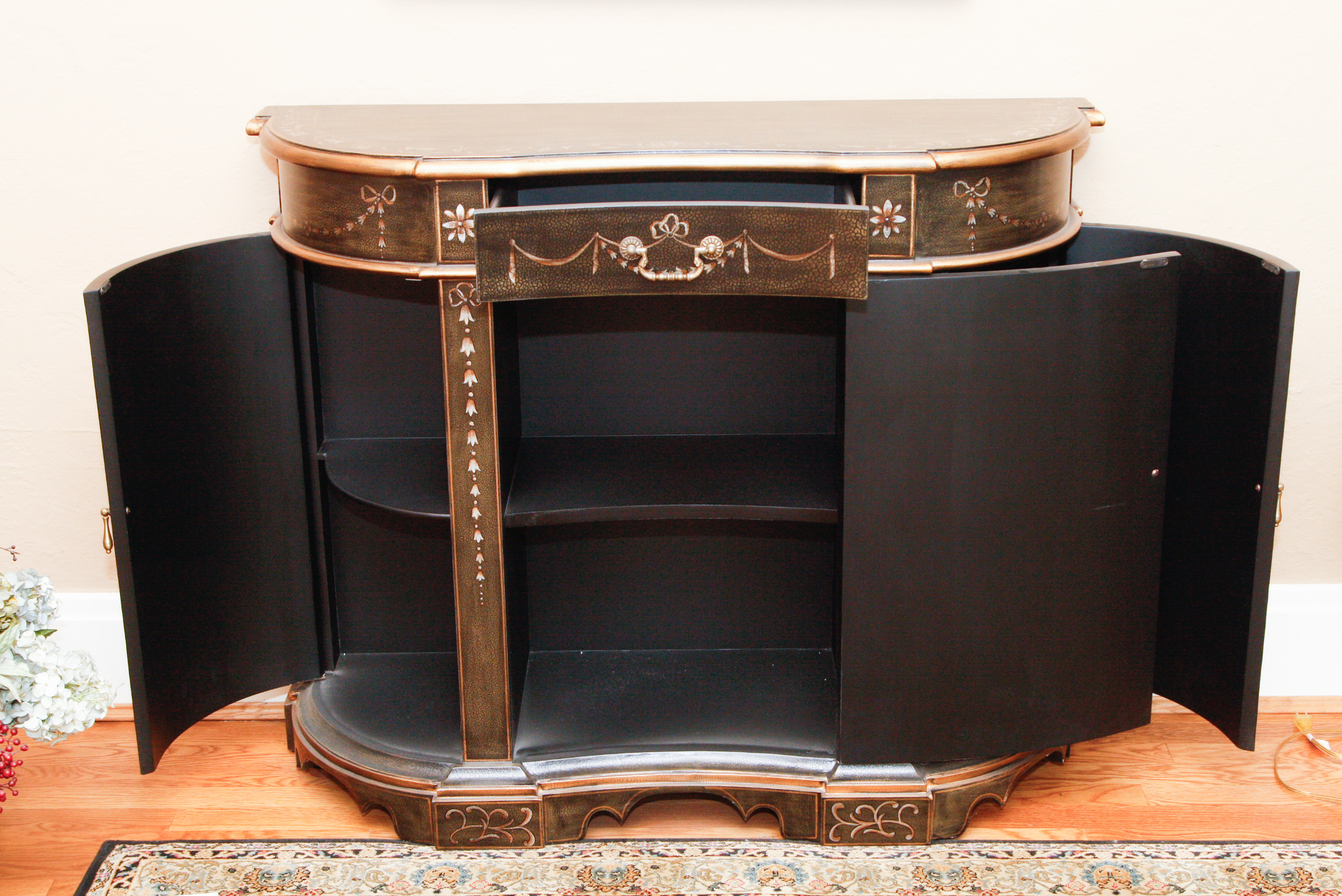 Painted Serpentine-Front Demilune Cabinet