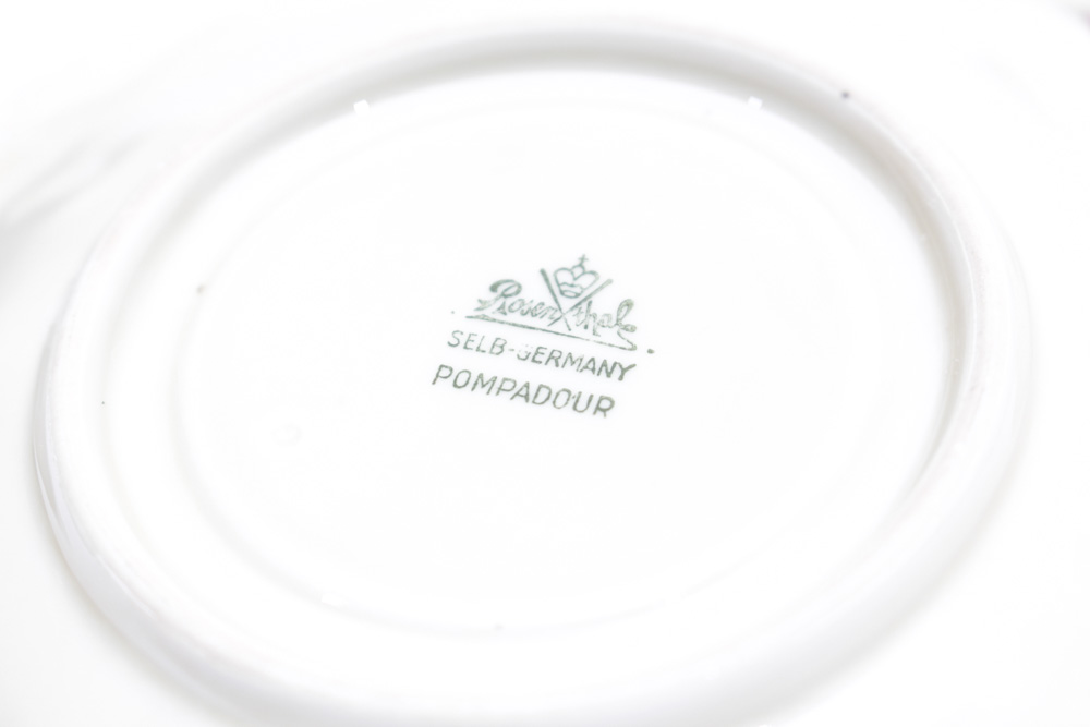 Porcelain Assortment  Featuring Rosenthal "Moss Rose" Tea Cups