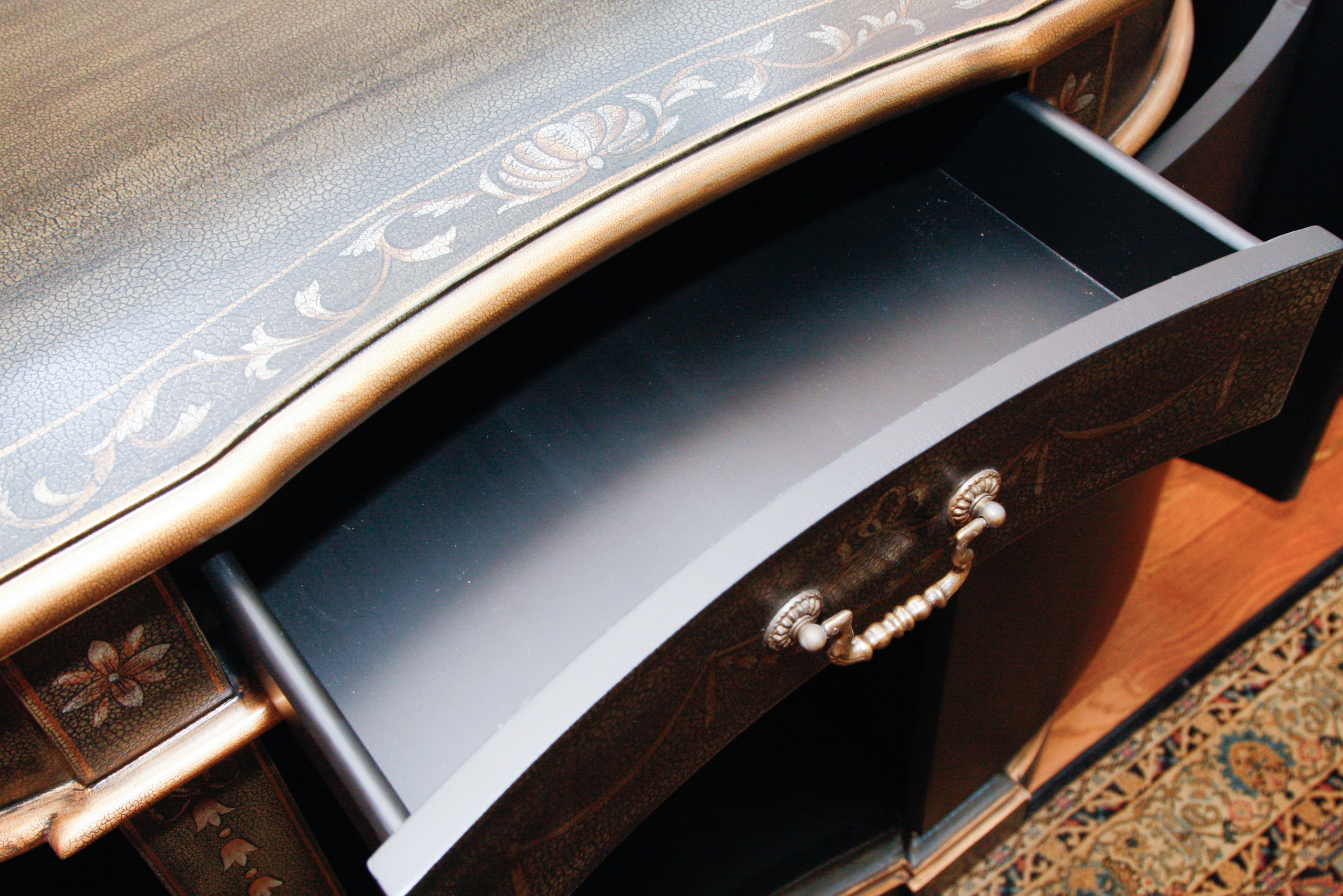 Painted Serpentine-Front Demilune Cabinet