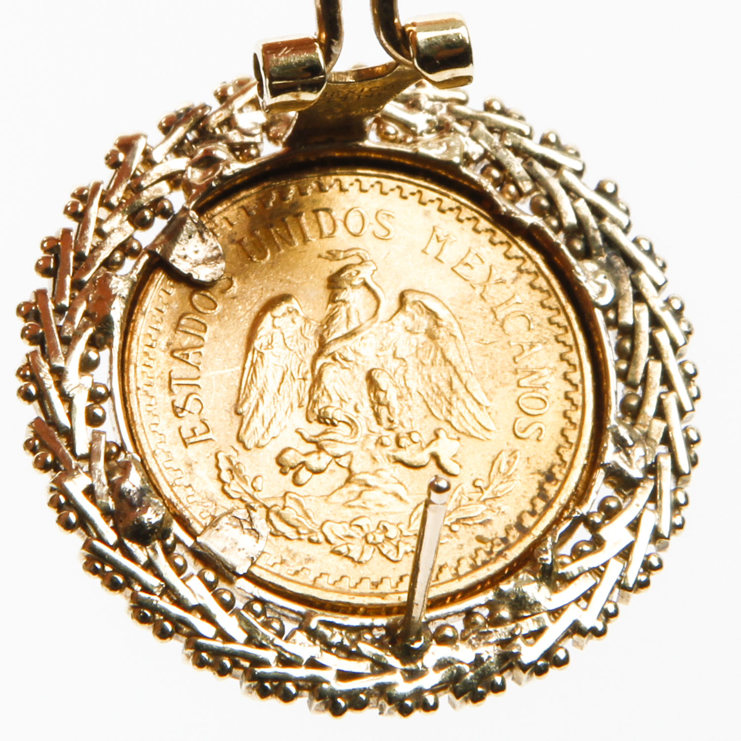 14K Yellow Gold 1945 Mexico 2 1/2 Peso Gold Coin Earrings