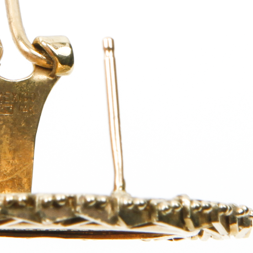 14K Yellow Gold 1945 Mexico 2 1/2 Peso Gold Coin Earrings