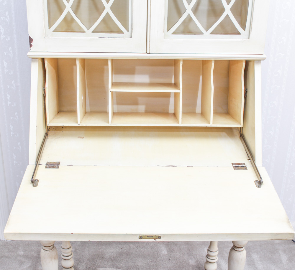 Antique Secretary Desk With Hutch and Chair