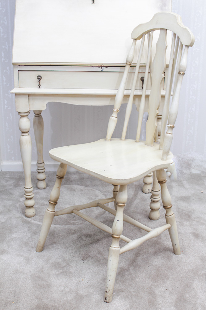 Antique Secretary Desk With Hutch and Chair