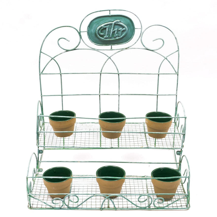 Planting Rack and Six Small Pots