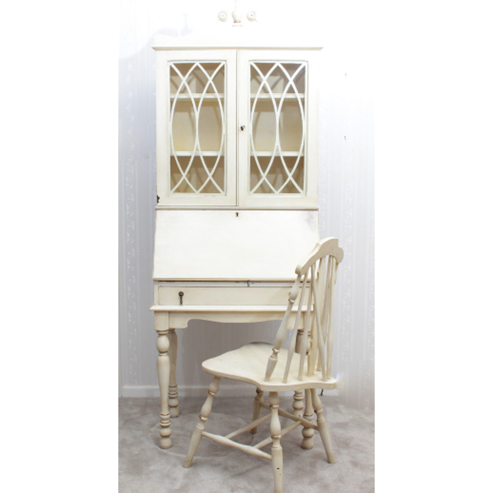 Antique Secretary Desk With Hutch and Chair