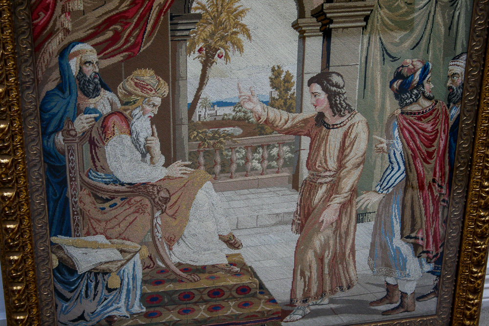 Needlepoint of Solomon Passing Judgement